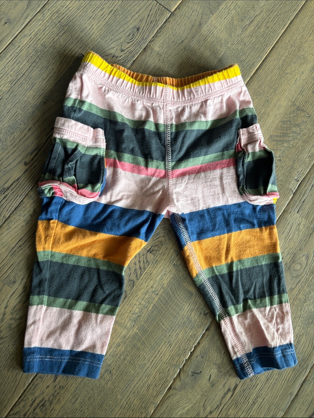Tea Collection Striped Cargo Leggings in Pink, Blue, Yellow & Green
